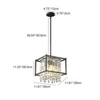 Contemporary Luxury Iron Crystal Round Square 1/3 Light Pendant Light For Bedroom