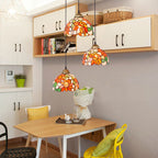 Traditional Tiffany Iron Glass Sunflower Round 3-light Chandelier for Dining Room BulbSquare