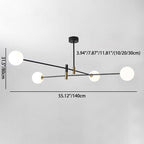 Contemporary Scandinavian Magic Bean Branch Orb Glass Iron 4/6/8 Light Chandelier for Living Room BulbSquare
