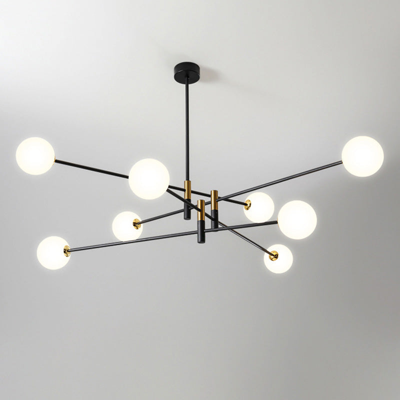 Contemporary Scandinavian Magic Bean Branch Orb Glass Iron 4/6/8 Light Chandelier for Living Room