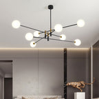 Contemporary Scandinavian Magic Bean Branch Orb Glass Iron 4/6/8 Light Chandelier for Living Room BulbSquare