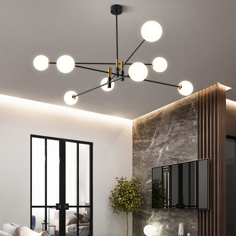 Contemporary Scandinavian Magic Bean Branch Orb Glass Iron 4/6/8 Light Chandelier for Living Room BulbSquare