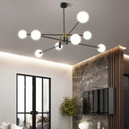 Contemporary Scandinavian Magic Bean Branch Orb Glass Iron 4/6/8 Light Chandelier for Living Room BulbSquare