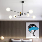 Contemporary Scandinavian Magic Bean Branch Orb Glass Iron 4/6/8 Light Chandelier for Living Room BulbSquare
