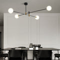 Contemporary Scandinavian Magic Bean Branch Orb Glass Iron 4/6/8 Light Chandelier for Living Room BulbSquare