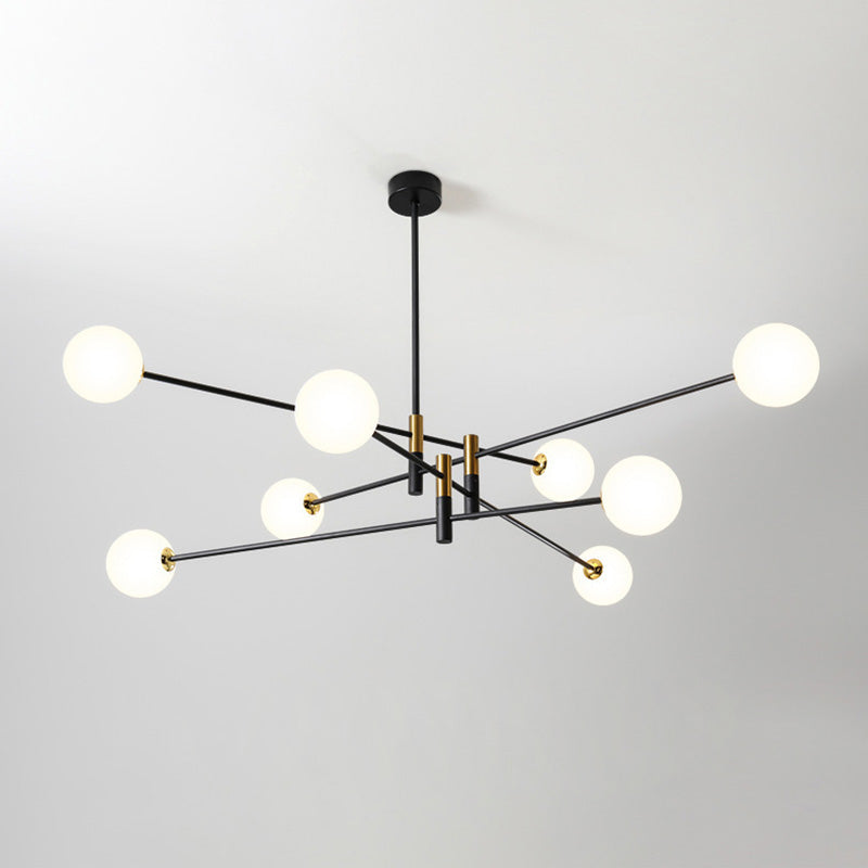 Contemporary Scandinavian Magic Bean Branch Orb Glass Iron 4/6/8 Light Chandelier for Living Room BulbSquare