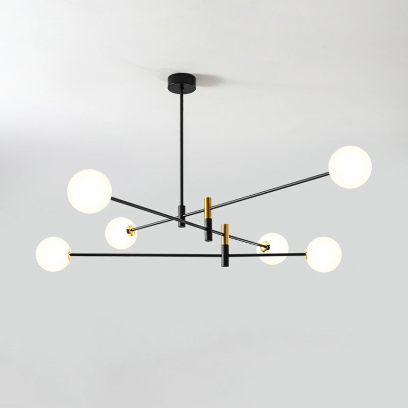 Contemporary Scandinavian Magic Bean Branch Orb Glass Iron 4/6/8 Light Chandelier for Living Room BulbSquare