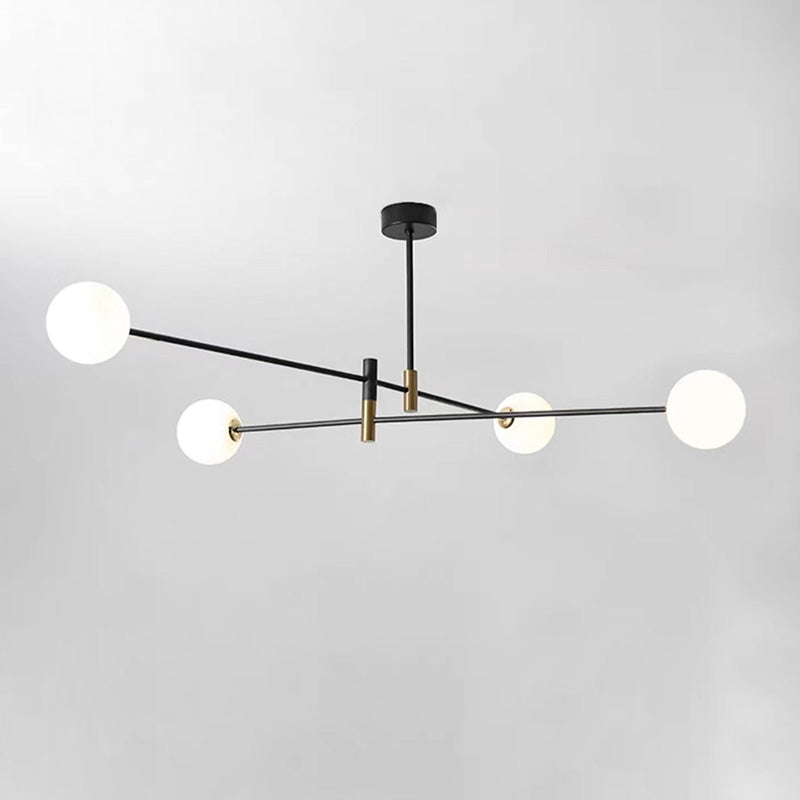 Contemporary Scandinavian Magic Bean Branch Orb Glass Iron 4/6/8 Light Chandelier for Living Room BulbSquare