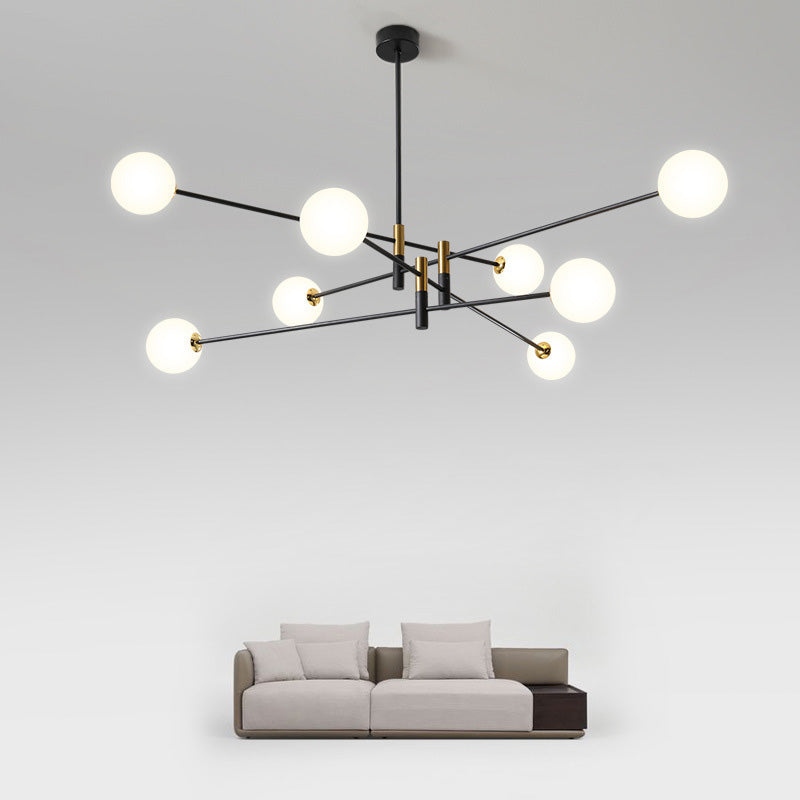 Contemporary Scandinavian Magic Bean Branch Orb Glass Iron 4/6/8 Light Chandelier for Living Room BulbSquare