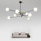 Contemporary Scandinavian Magic Bean Branch Orb Glass Iron 4/6/8 Light Chandelier for Living Room BulbSquare