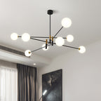Contemporary Scandinavian Magic Bean Branch Orb Glass Iron 4/6/8 Light Chandelier for Living Room BulbSquare