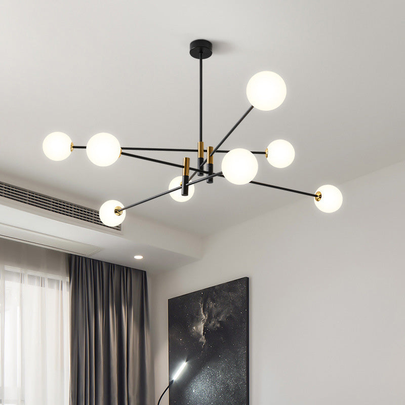 Contemporary Scandinavian Magic Bean Branch Orb Glass Iron 4/6/8 Light Chandelier for Living Room BulbSquare