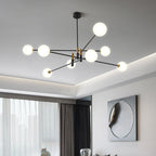 Contemporary Scandinavian Magic Bean Branch Orb Glass Iron 4/6/8 Light Chandelier for Living Room BulbSquare