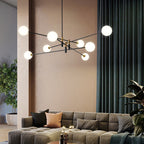 Contemporary Scandinavian Magic Bean Branch Orb Glass Iron 4/6/8 Light Chandelier for Living Room BulbSquare