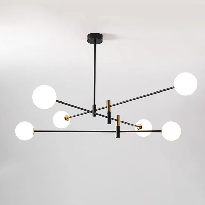 Contemporary Scandinavian Magic Bean Branch Orb Glass Iron 4/6/8 Light Chandelier for Living Room BulbSquare