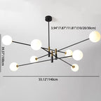 Contemporary Scandinavian Magic Bean Branch Orb Glass Iron 4/6/8 Light Chandelier for Living Room BulbSquare