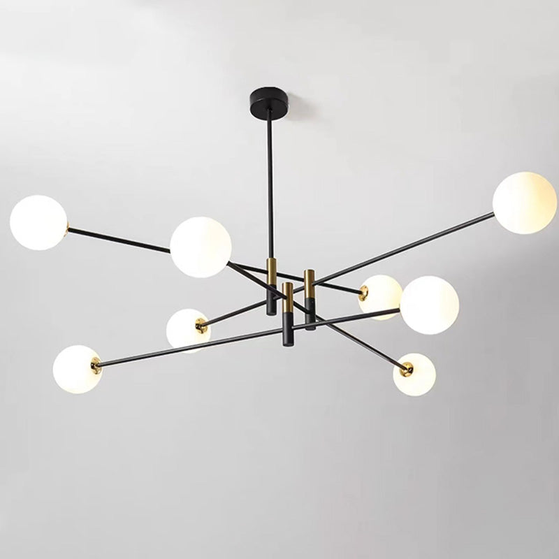Contemporary Scandinavian Magic Bean Branch Orb Glass Iron 4/6/8 Light Chandelier for Living Room BulbSquare