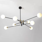 Contemporary Scandinavian Magic Bean Branch Orb Glass Iron 4/6/8 Light Chandelier for Living Room BulbSquare
