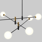 Contemporary Scandinavian Magic Bean Branch Orb Glass Iron 4/6/8 Light Chandelier for Living Room BulbSquare