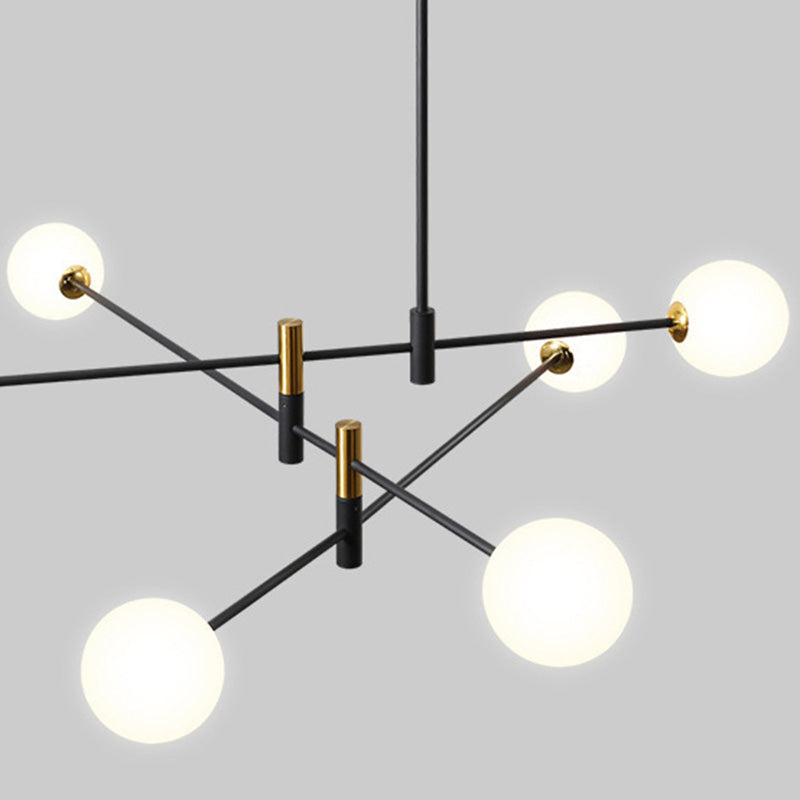 Contemporary Scandinavian Magic Bean Branch Orb Glass Iron 4/6/8 Light Chandelier for Living Room BulbSquare