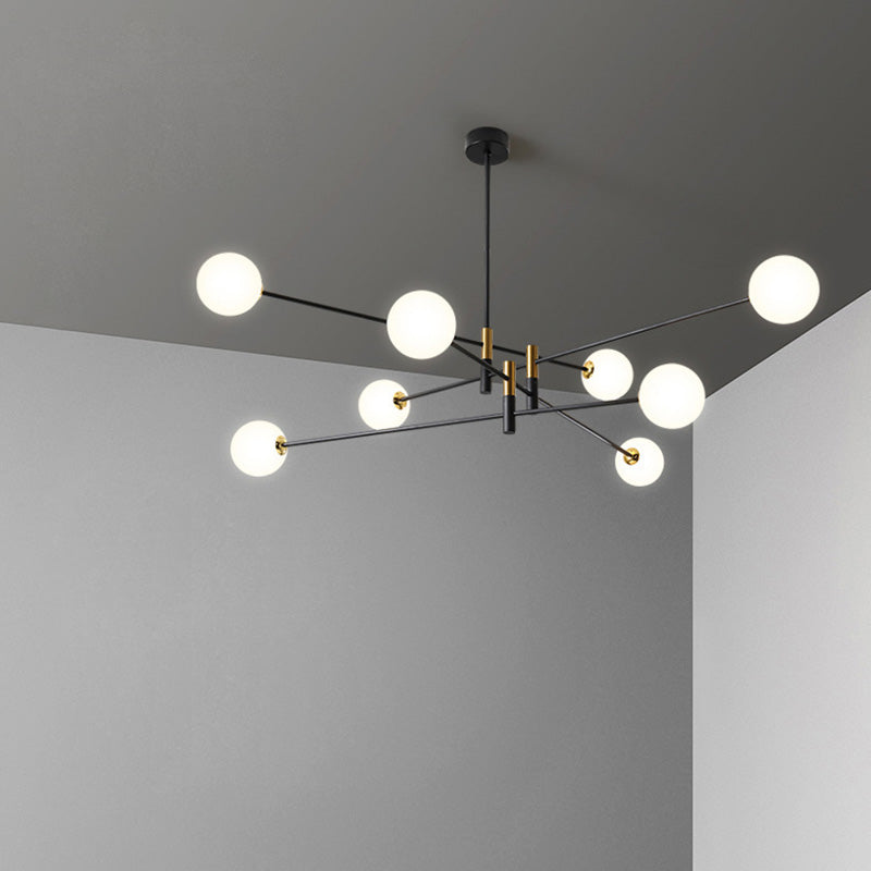 Contemporary Scandinavian Magic Bean Branch Orb Glass Iron 4/6/8 Light Chandelier for Living Room BulbSquare