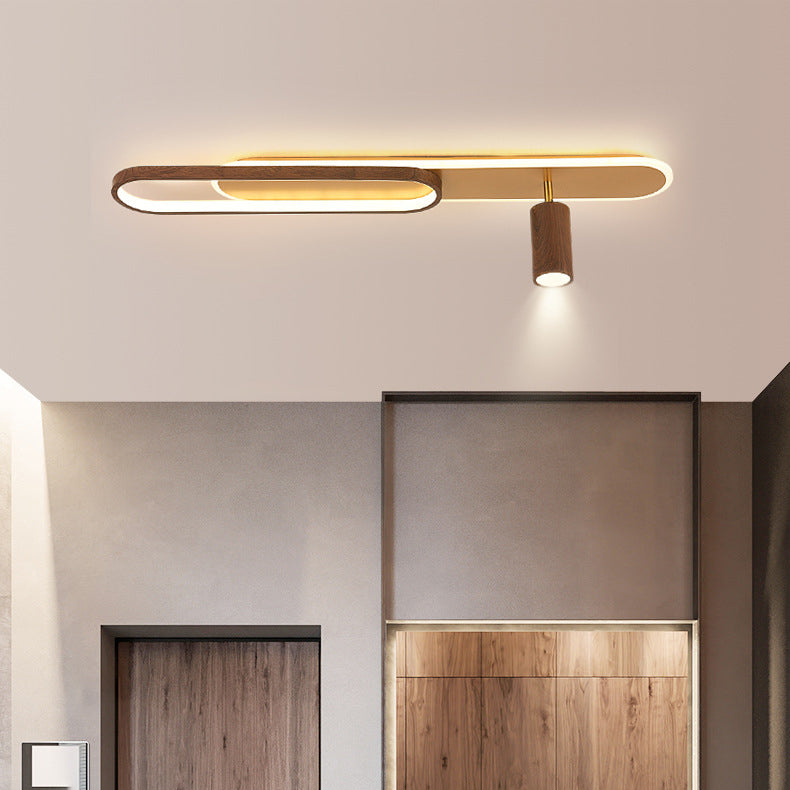 Modern Minimalist Long Oval Cylinder Acrylic Iron LED Flush Mount Ceiling Light for Living Room