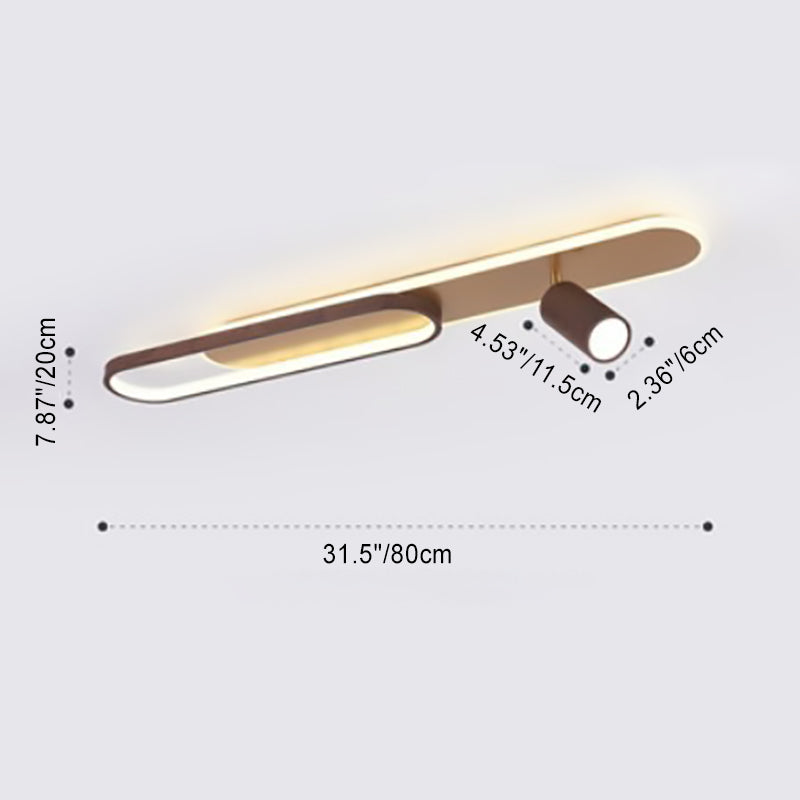 Modern Minimalist Long Oval Cylinder Acrylic Iron LED Flush Mount Ceiling Light for Living Room