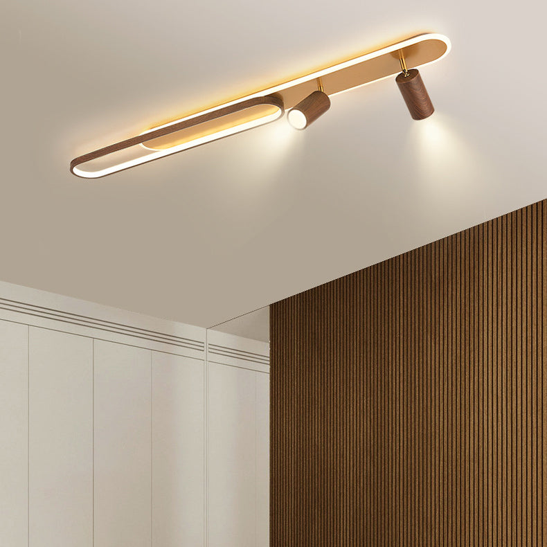 Modern Minimalist Long Oval Cylinder Acrylic Iron LED Flush Mount Ceiling Light for Living Room
