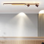 Modern Minimalist Long Oval Cylinder Acrylic Iron LED Flush Mount Ceiling Light for Living Room
