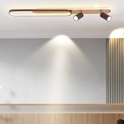 Modern Minimalist Long Oval Cylinder Acrylic Iron LED Flush Mount Ceiling Light for Living Room