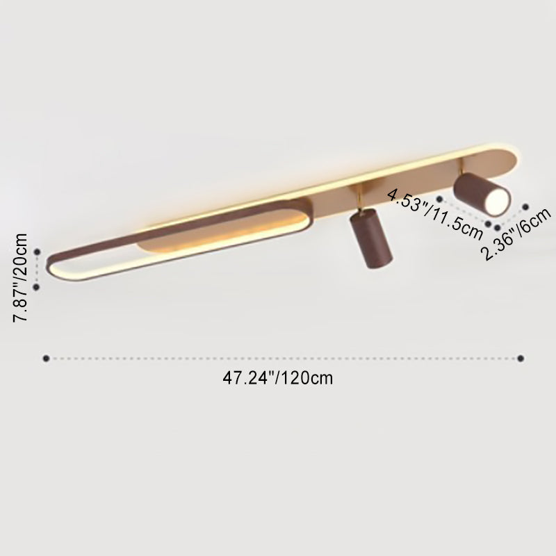 Modern Minimalist Long Oval Cylinder Acrylic Iron LED Flush Mount Ceiling Light for Living Room