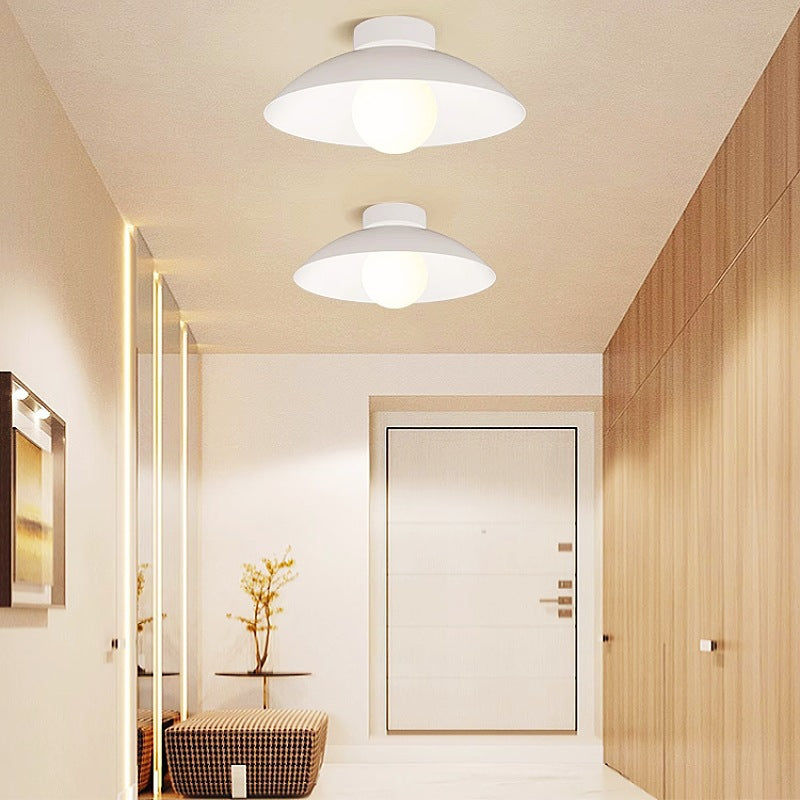 Modern Minimalist Disc Round Glass Iron 1-Light Semi-Flush Mount Ceiling Light For Living Room