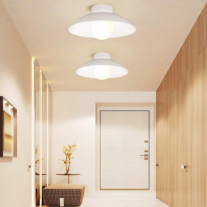 Modern Minimalist Disc Round Glass Iron 1-Light Semi-Flush Mount Ceiling Light For Living Room