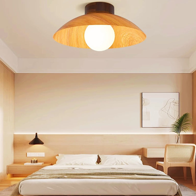 Modern Minimalist Disc Round Glass Iron 1-Light Semi-Flush Mount Ceiling Light For Living Room