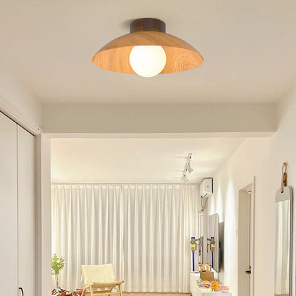 Modern Minimalist Disc Round Glass Iron 1-Light Semi-Flush Mount Ceiling Light For Living Room