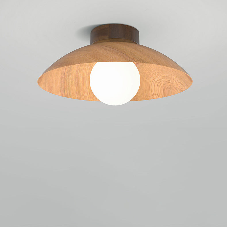 Modern Minimalist Disc Round Glass Iron 1-Light Semi-Flush Mount Ceiling Light For Living Room