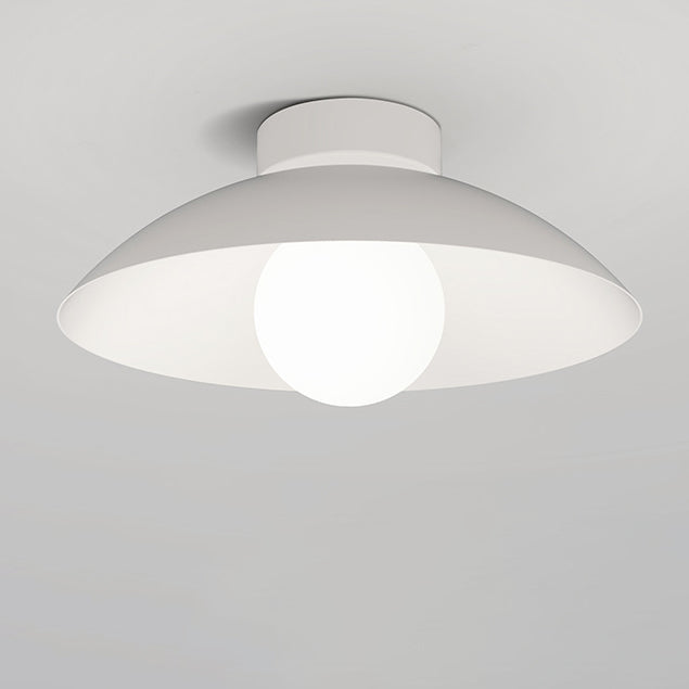 Modern Minimalist Disc Round Glass Iron 1-Light Semi-Flush Mount Ceiling Light For Living Room