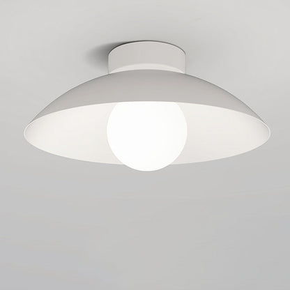 Modern Minimalist Disc Round Glass Iron 1-Light Semi-Flush Mount Ceiling Light For Living Room