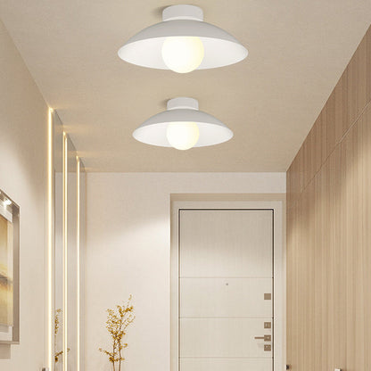 Modern Minimalist Disc Round Glass Iron 1-Light Semi-Flush Mount Ceiling Light For Living Room