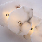 Contemporary Creative Irregular Circle Hardware Marble LED Wall Sconce Lamp For Living Room Lumendat