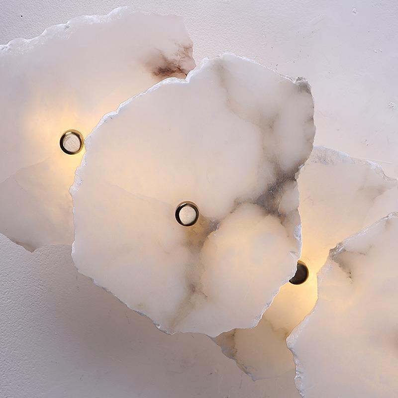 Contemporary Creative Irregular Circle Hardware Marble LED Wall Sconce Lamp For Living Room Lumendat