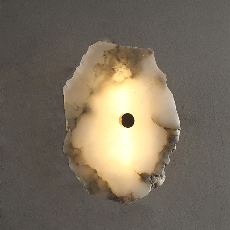 Contemporary Creative Irregular Circle Hardware Marble LED Wall Sconce Lamp For Living Room Lumendat