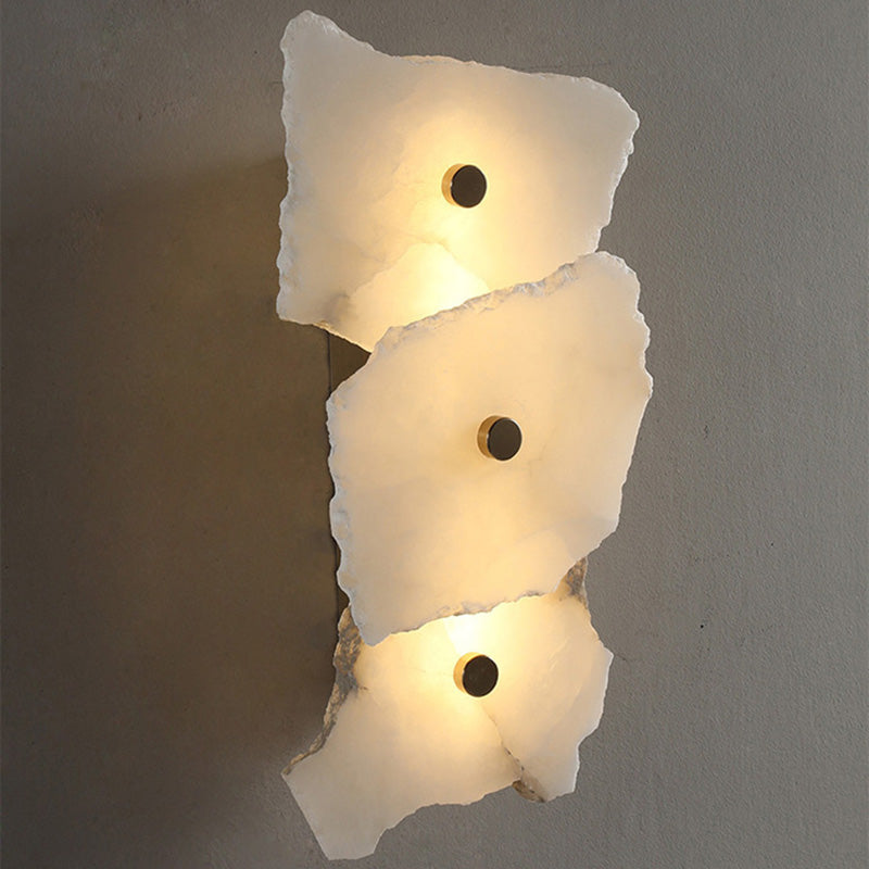 Contemporary Creative Irregular Circle Hardware Marble LED Wall Sconce Lamp For Living Room Lumendat