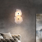 Contemporary Creative Irregular Circle Hardware Marble LED Wall Sconce Lamp For Living Room Lumendat