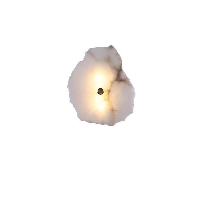 Contemporary Creative Irregular Circle Hardware Marble LED Wall Sconce Lamp For Living Room Lumendat