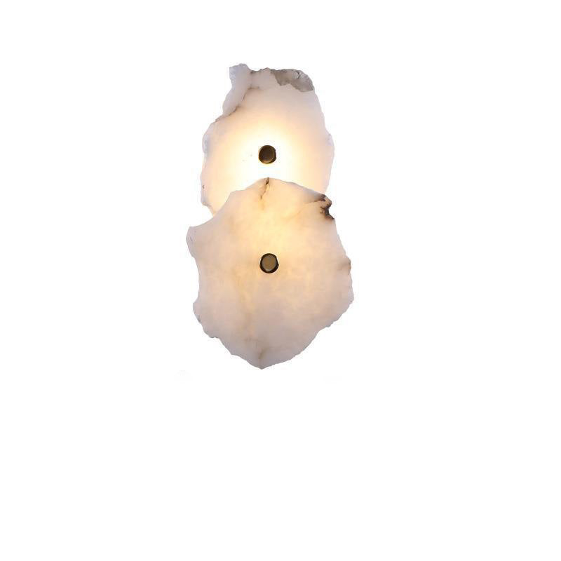 Contemporary Creative Irregular Circle Hardware Marble LED Wall Sconce Lamp For Living Room Lumendat