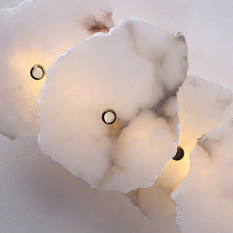 Contemporary Creative Irregular Circle Hardware Marble LED Wall Sconce Lamp For Living Room Lumendat