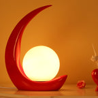 Contemporary Creative Moon Orb Resin Glass 1-Light Table Lamp For Bedroom Lumendat