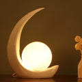 Contemporary Creative Moon Orb Resin Glass 1-Light Table Lamp For Bedroom Lumendat