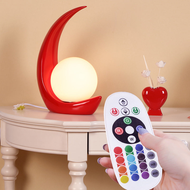 Contemporary Creative Moon Orb Resin Glass 1-Light Table Lamp For Bedroom Lumendat
